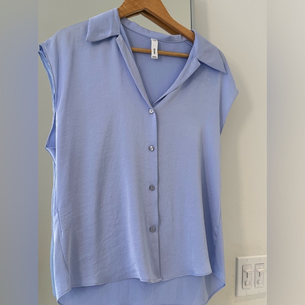 Mango light blue button up tank